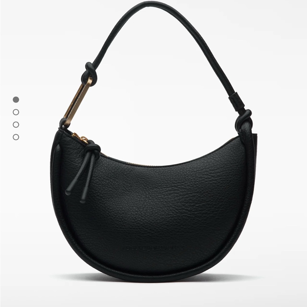Adolfo Dominguez Black Leather Shoulder Bag